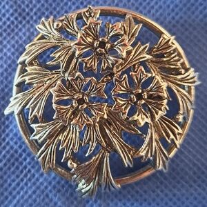 Vintage Brooch - Poinsettia Pin - Silver Brooch